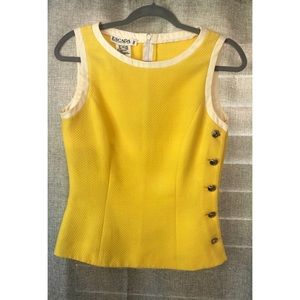 Escada sz 36 yellow quilted shell dolphin buttons